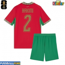Marokko Achraf Hakimi #2 Heimtrikotsatz Kinder EM 2024 Kurzarm (+ Kurze Hosen)
